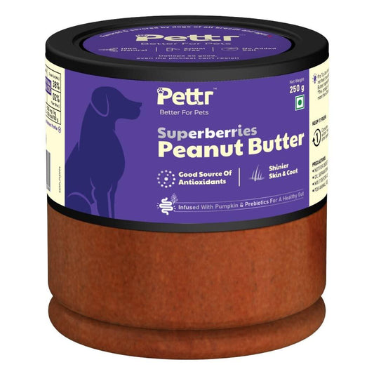 Pettr Superberries Peanut Butter for Dogs - Treats for Training Adult Small Puppy, 250g - Wiggles.in
