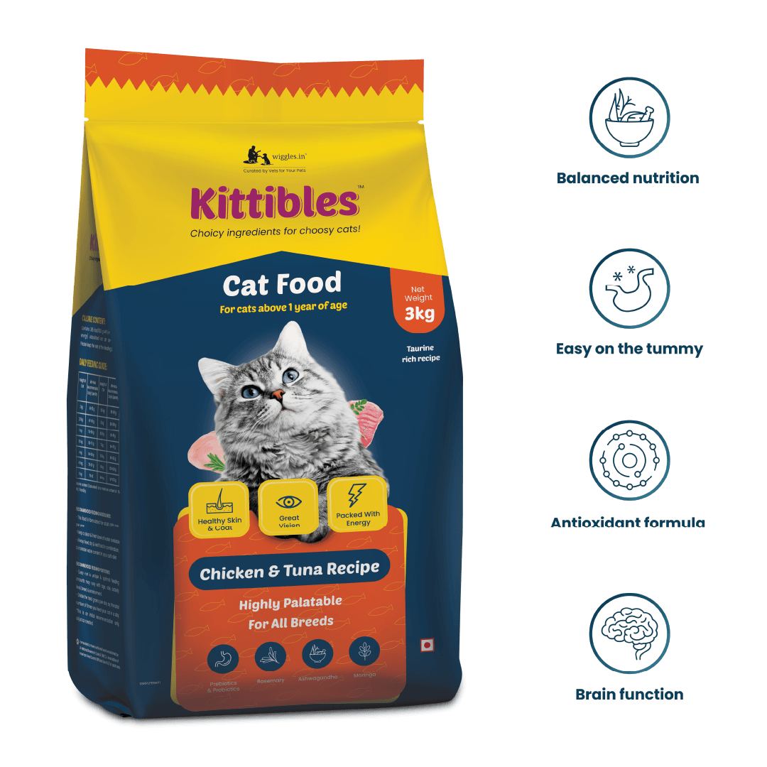 Kittibles Adult Dry Cat Food - Chicken, Tuna Fish, Ashwagandha, Rosemary Extract