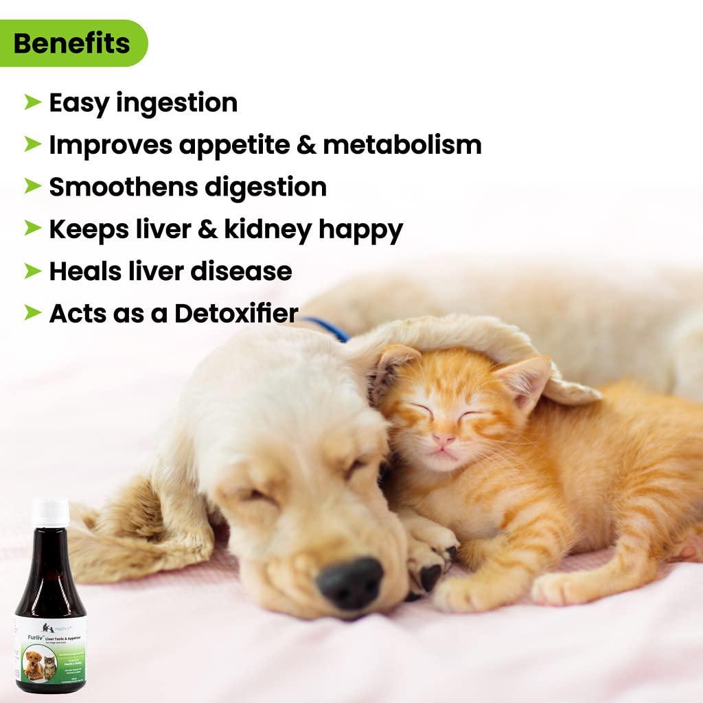 Furliv Liver Tonic for Dogs Cats Appetite Booster - Multivitamin Appetizer Pet Syrup, 200ml - Wiggles.in