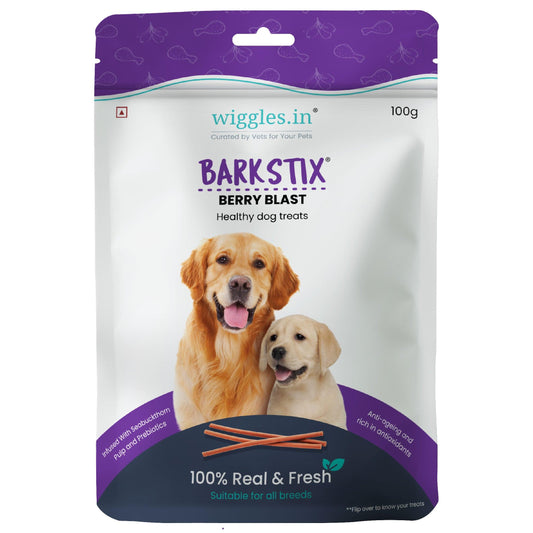 Barkstix Dog Treats for Training Adult & Puppies, 100g (Berry Blast) - Wiggles.in