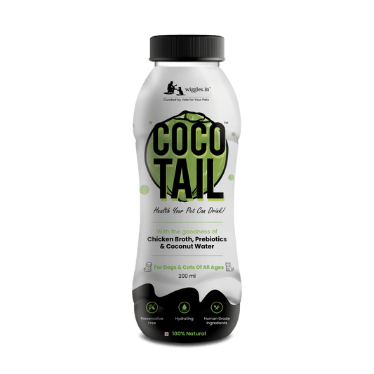 WIGGLES Cocotail Energy Drink for Dogs Cats, 200ml - Balances Electrolytes, Supports Dehydration Fatigue - Chicken Broth, Prebiotics, Coconut Water