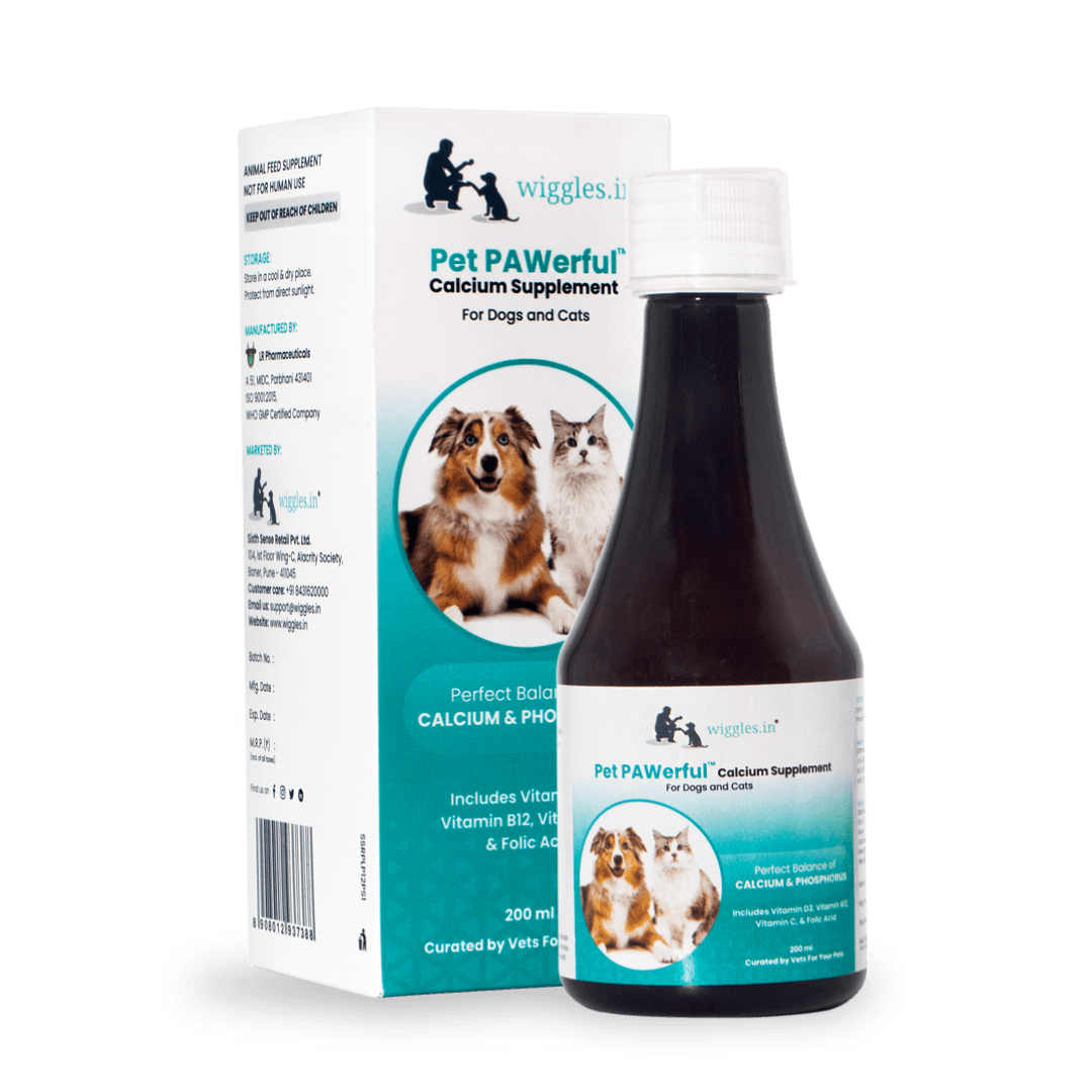 Pet Pawerful Calcium Syrup Supplement for Dogs & Cats - Builds Strong Bones & Joint - 200ml - Wiggles.in