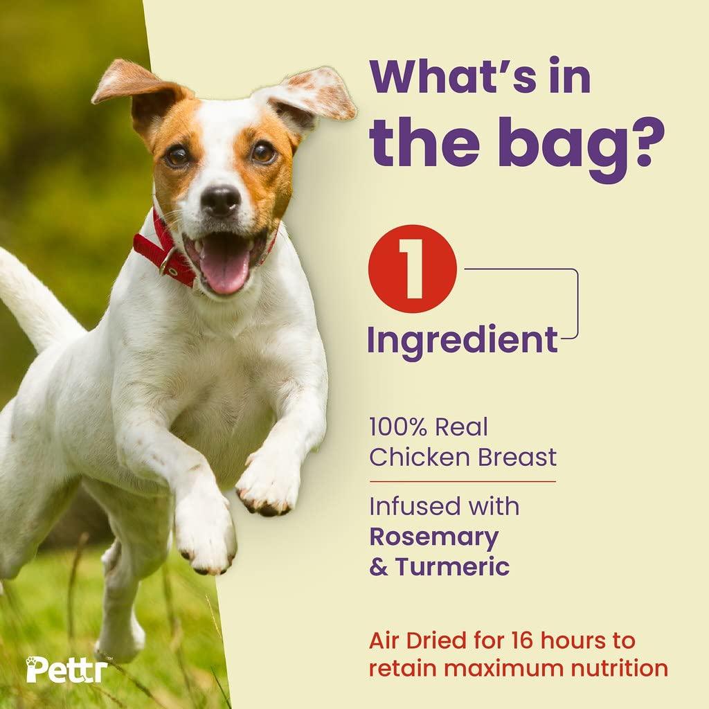 Pettr Farmland Meat Chicken Jerky for Dogs Puppy, 80g - Chicken Breast, Turmeric & Rosemary Extract