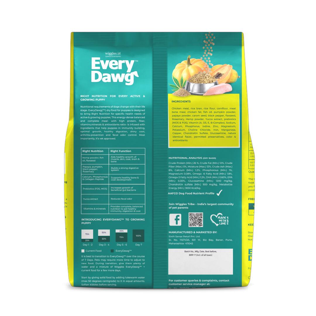 EveryDawg Puppy Dry Dog Food, 2-21 Months - Chicken, Rice & Vegetables - Wiggles.in
