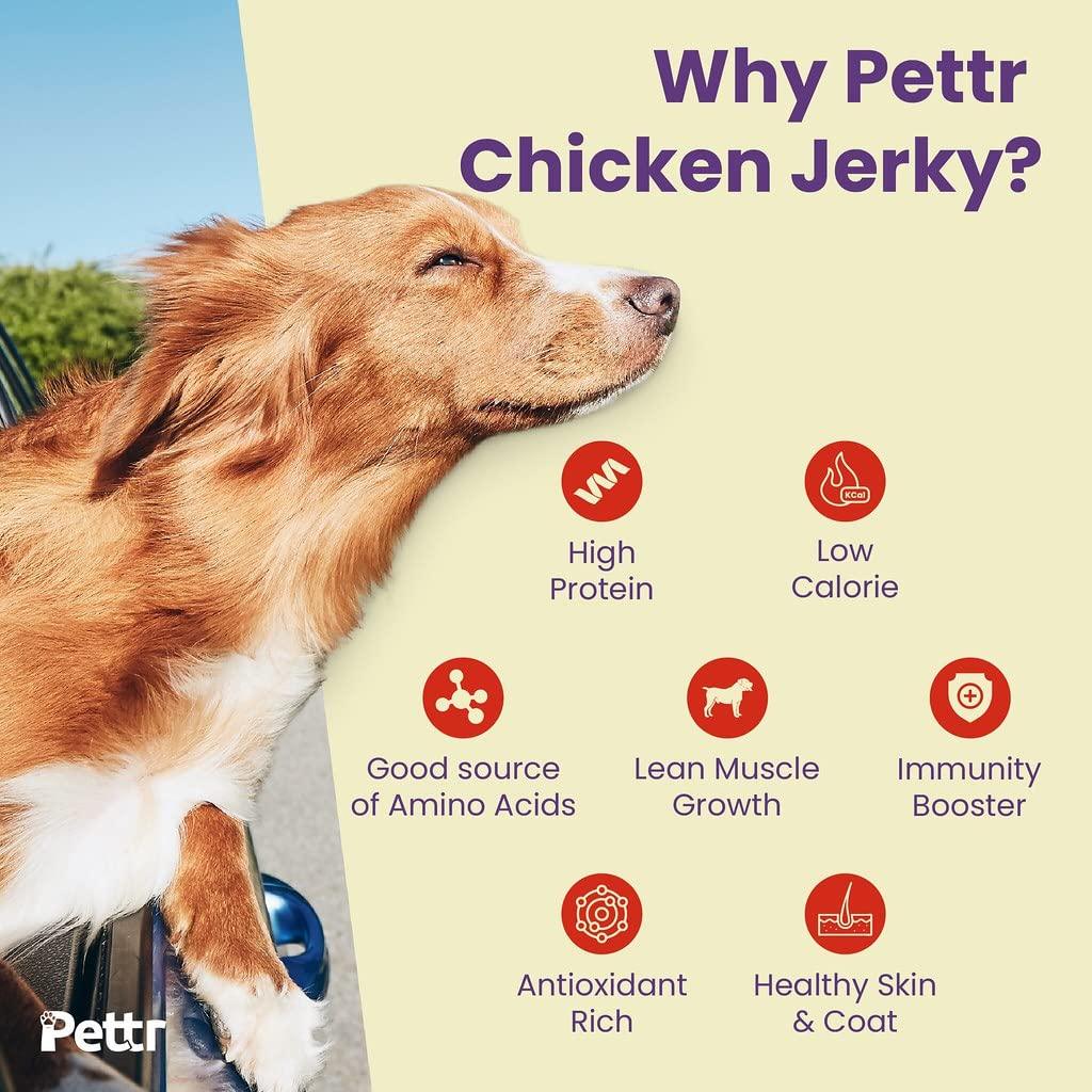 Pettr Farmland Meat Chicken Jerky for Dogs Puppy, 80g - Chicken Breast, Turmeric & Rosemary Extract - Wiggles.in