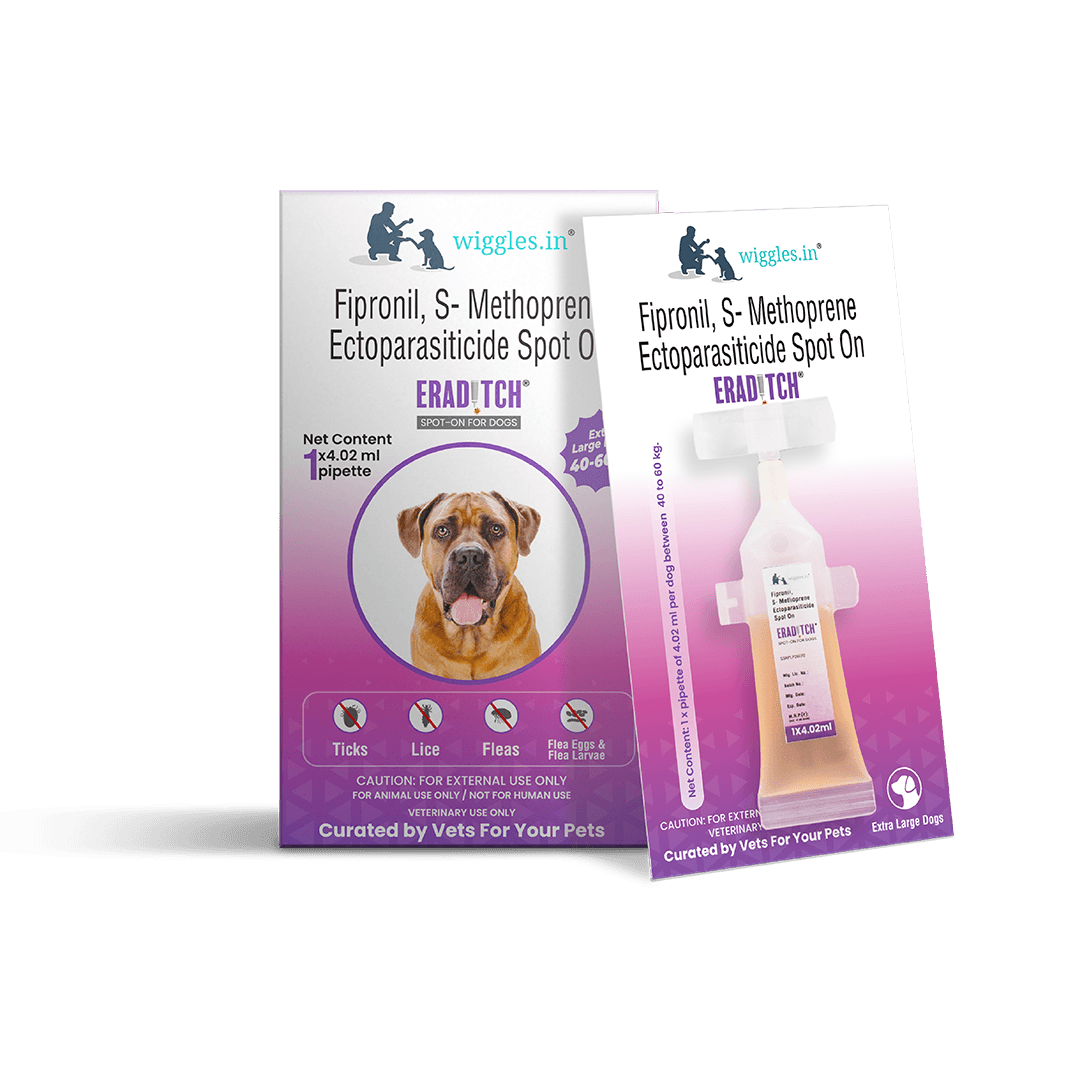 Eraditch Spot on for Dogs 40 to 60 KG (4.02 ml) - Fleas Ticks Remover, external liquid - Wiggles.in