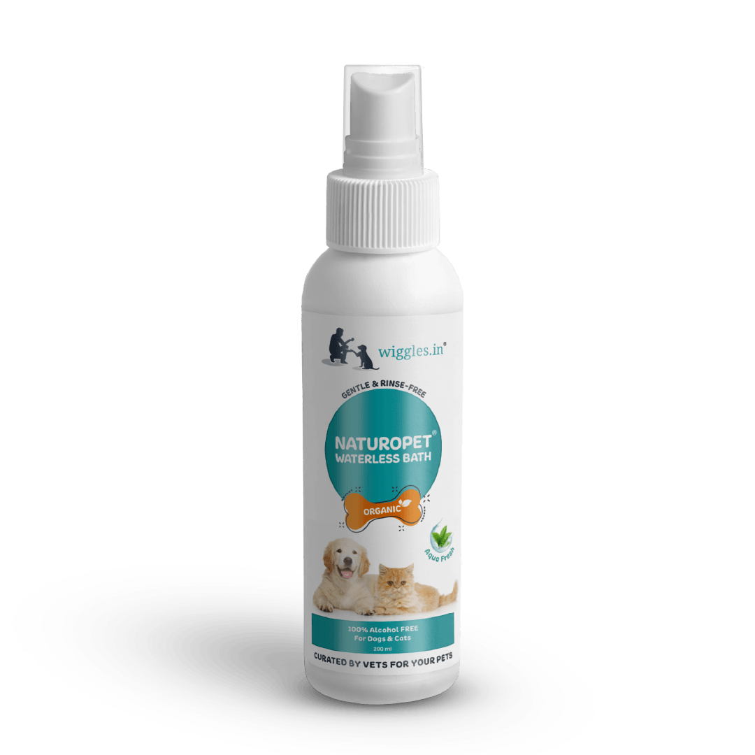 Naturopet Dry Shampoo for Dogs Cats, 200ml - Waterless Bath Wash Organic Spray - Wiggles.in