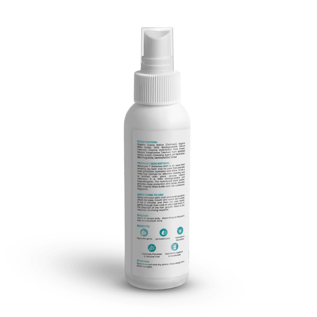 Naturopet Dry Shampoo for Dogs Cats, 200ml - Waterless Bath Wash Organic Spray - Wiggles.in