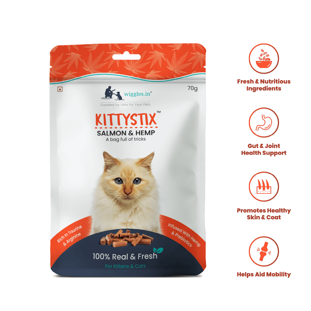 Kittystix Cat Treats for Kittens Kitty Soft (Salmon & Hemp) - Wiggles.in