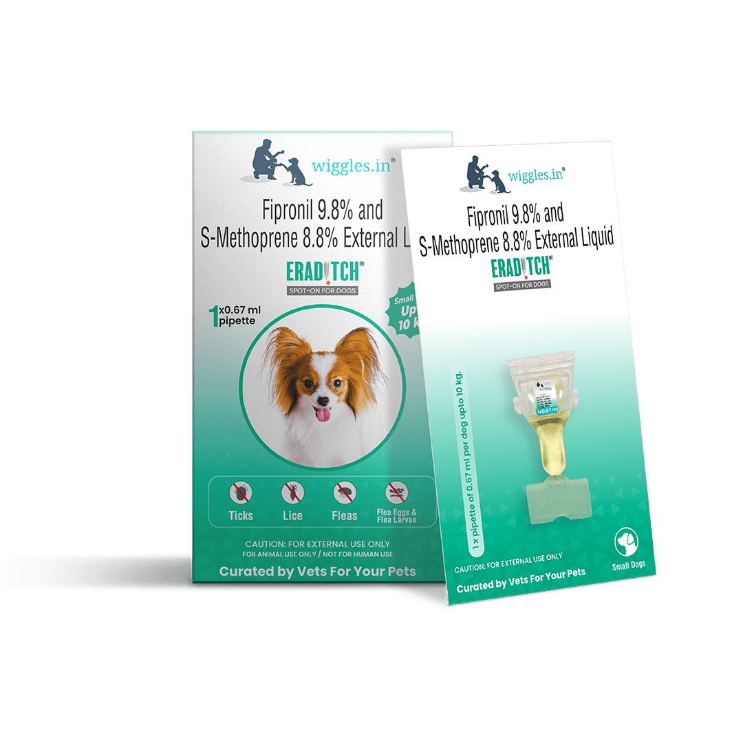 Eraditch Spot on for Dogs Upto 10 KG (0.67 ml) - Fleas Ticks Remover, external liquid - Wiggles.in