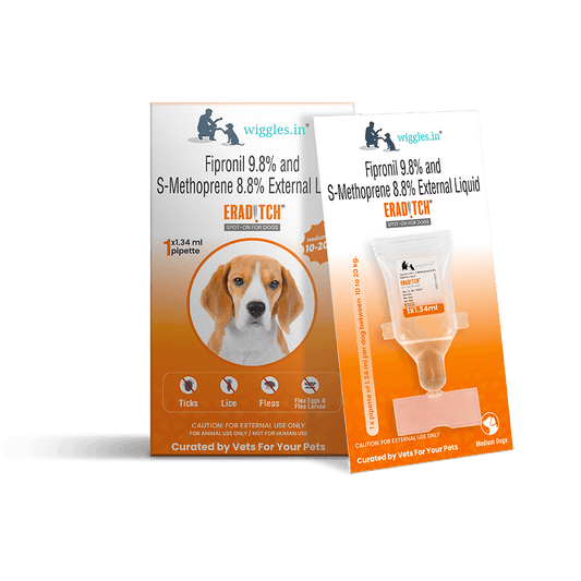 Eraditch Spot on for Dogs 10 to 20 KG (1.34 ml) - Fleas Ticks Remover, external liquid - Wiggles.in