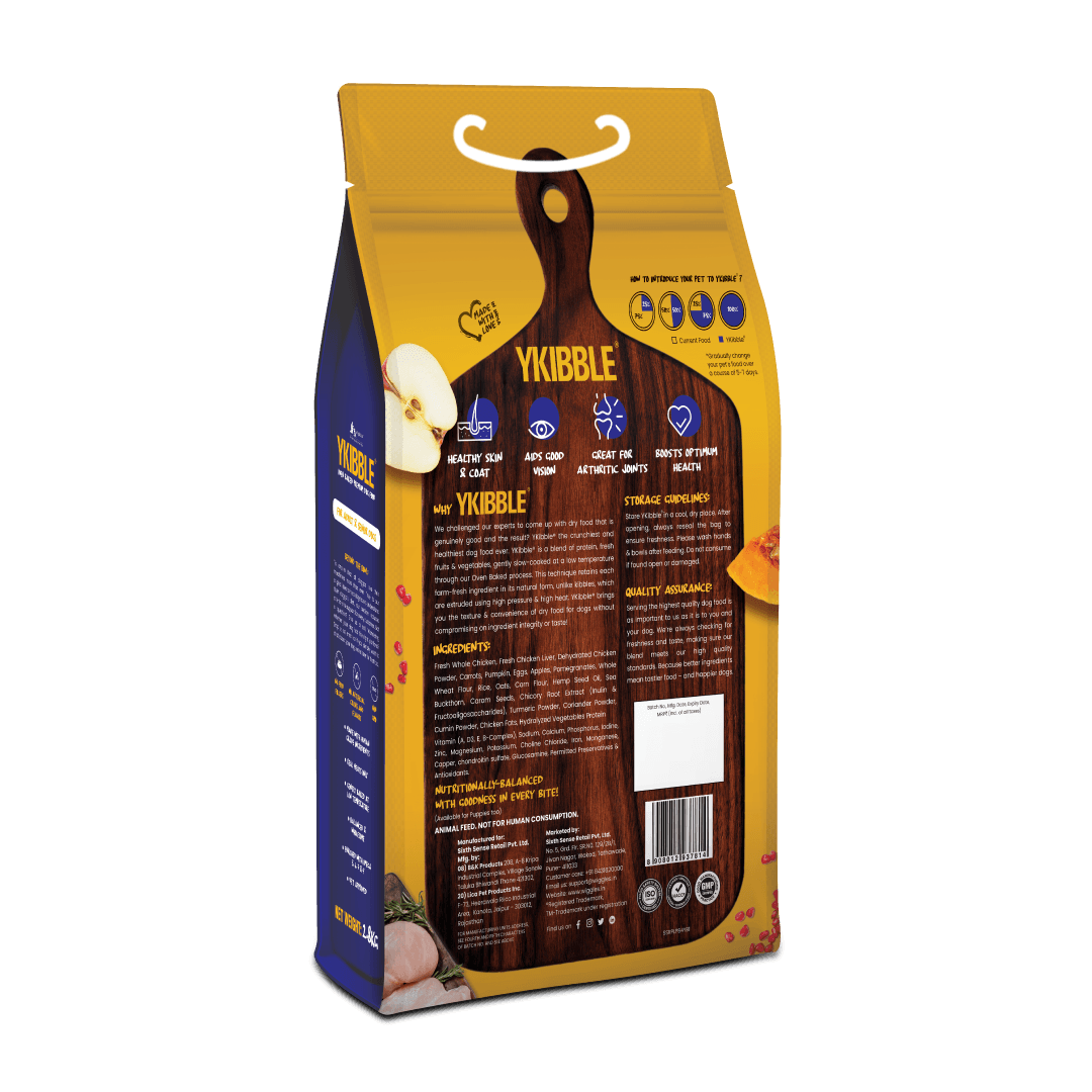 Ykibble Adult Dry Dog Food - Oven Baked Nutritionally Balanced - Chicken & Vegetables
