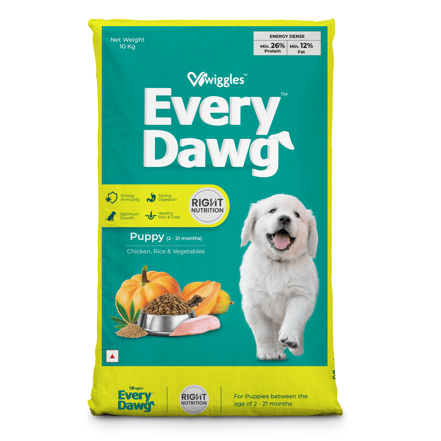 EveryDawg Puppy Dry Dog Food, 2-21 Months - Chicken, Rice & Vegetables - Wiggles.in