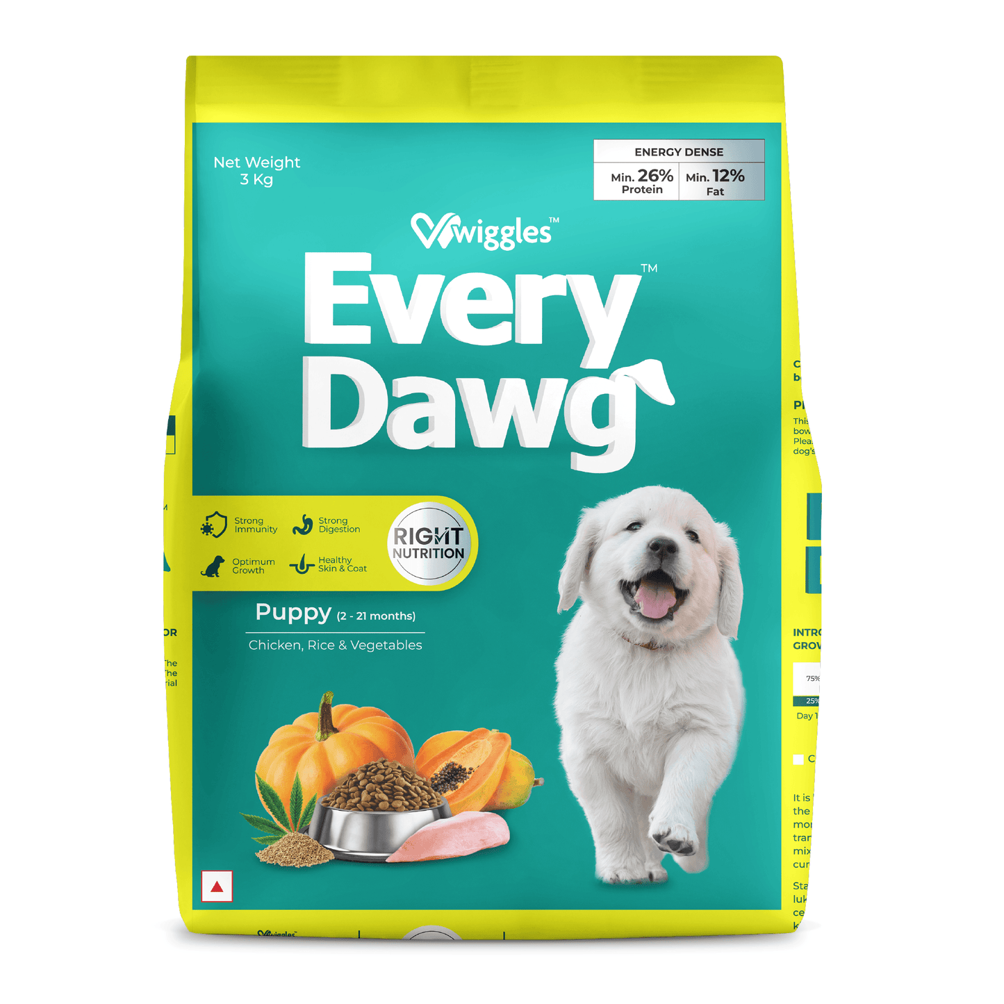 EveryDawg Puppy Dry Dog Food, 2-21 Months - Chicken, Rice & Vegetables - Wiggles.in