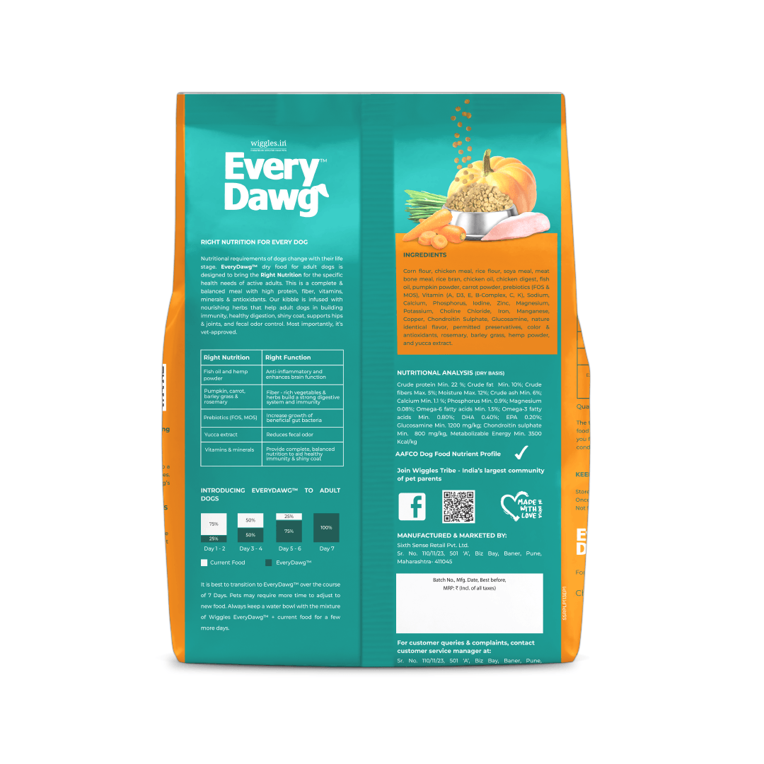 EveryDawg Adult Dry Dog Food - Chicken, Rice & Vegetables - Wiggles.in