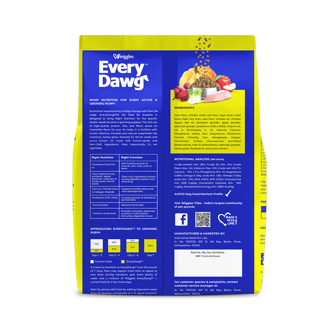 EveryDawg Puppy Dry Dog Food - Chicken, Oats & Vegetables, 1.2kg
